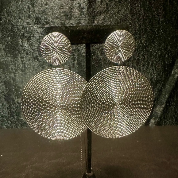 Jewelry - Masega Silver Tribal Medallion Round Earrings